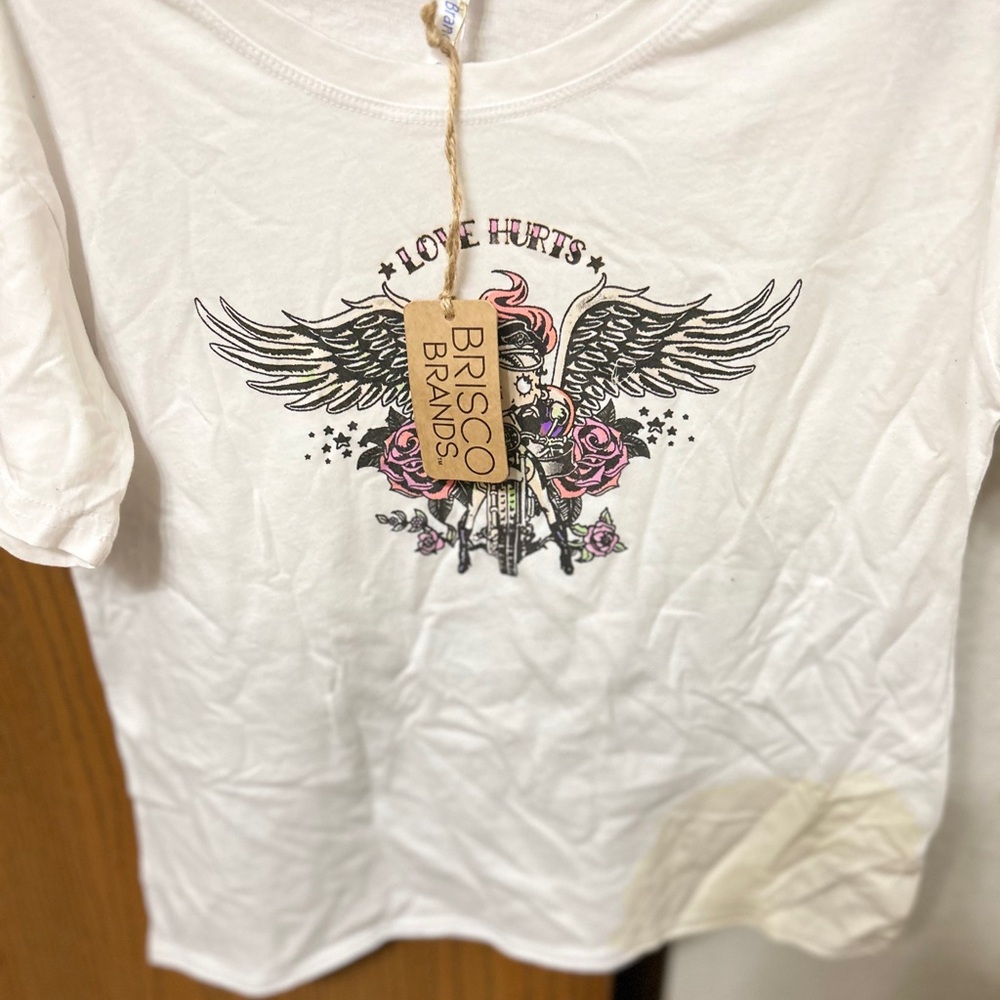 NWT Small Betty Boop White Tee with Wings and Roses